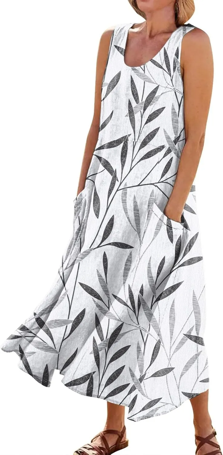 Spring Dresses Women Maxi Dress Loose Sleeveless Dresses Women Casual Spring Summer Cute