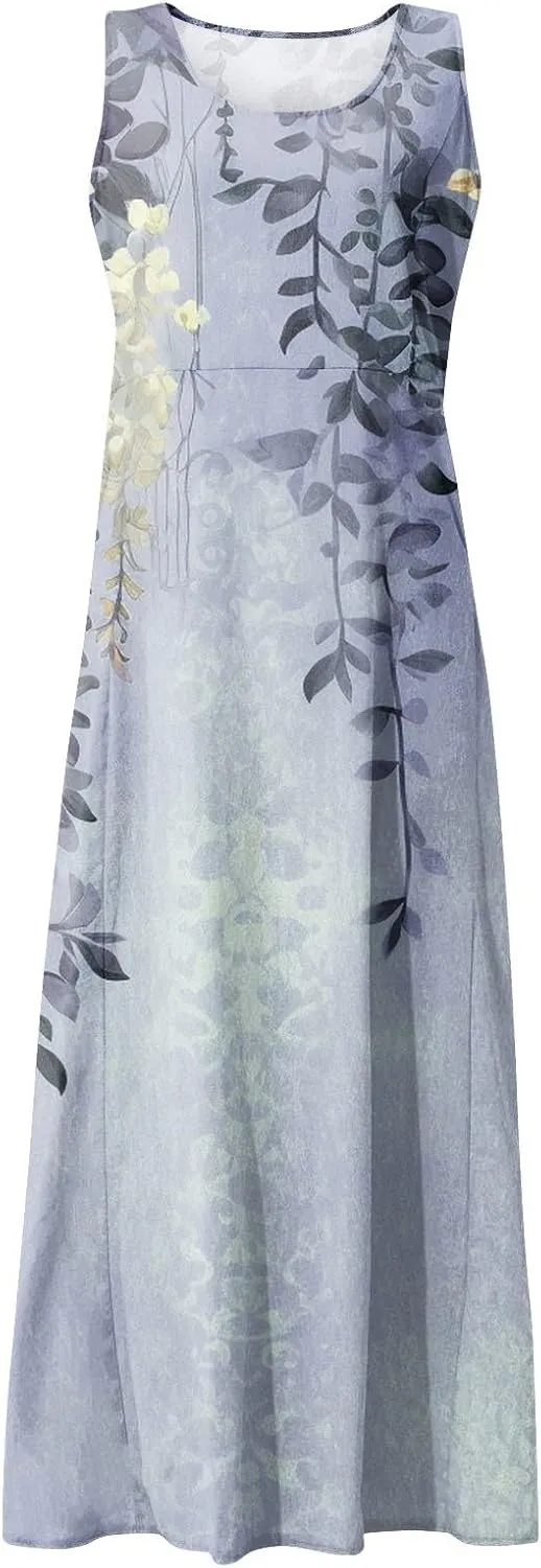 Spring Dresses Women Maxi Dress Loose Sleeveless Dresses Women Casual Spring Summer Cute