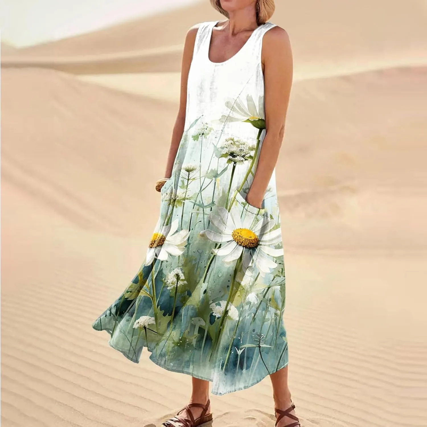 Spring Dresses Women Maxi Dress Loose Sleeveless Dresses Women Casual Spring Summer Cute