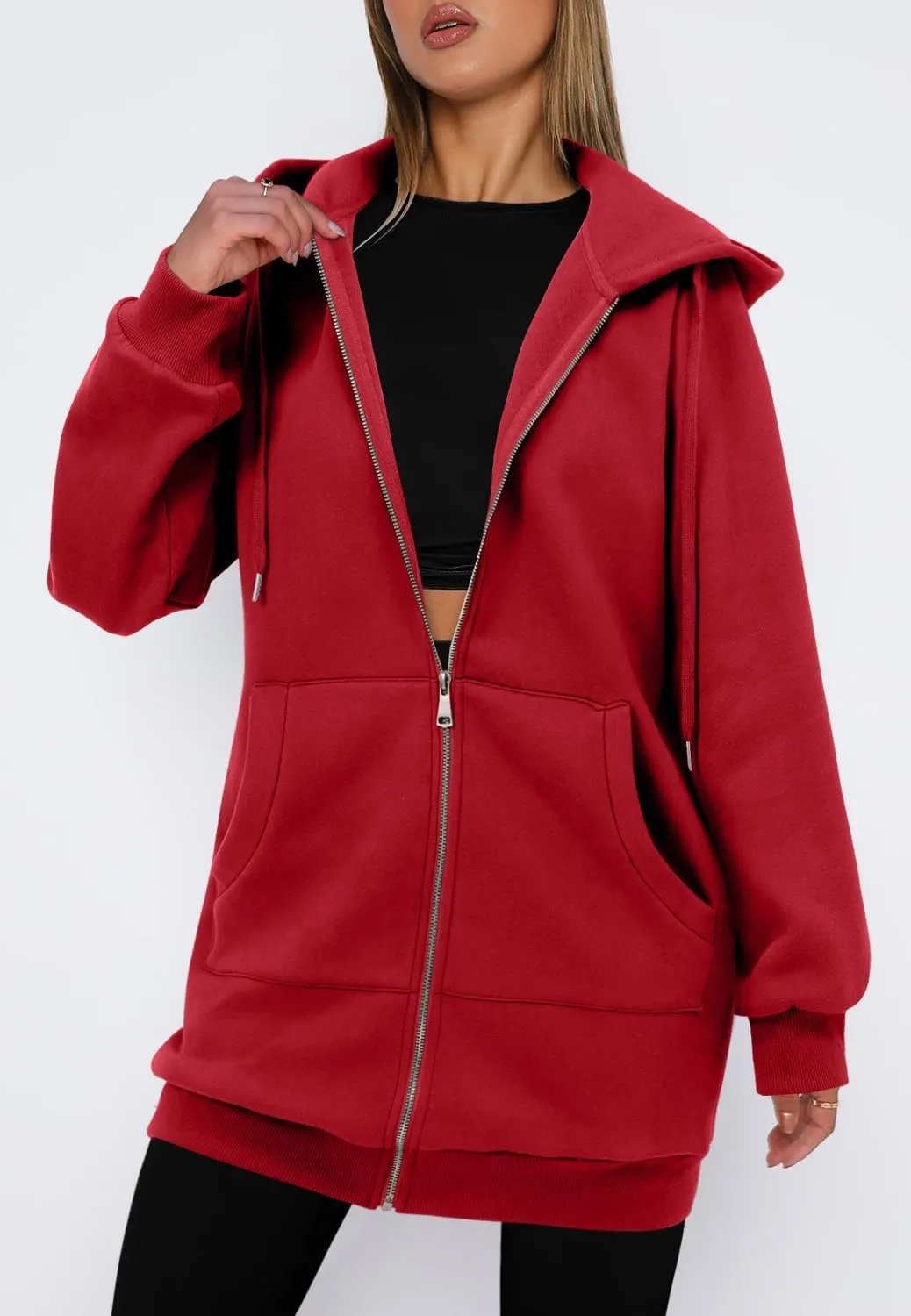 StunShow Women's Zip Up Hoodies Oversized Fleece Long Sleeve Sweatshirts Casual Fall Jacket Coat with Pocket(S-3XL)