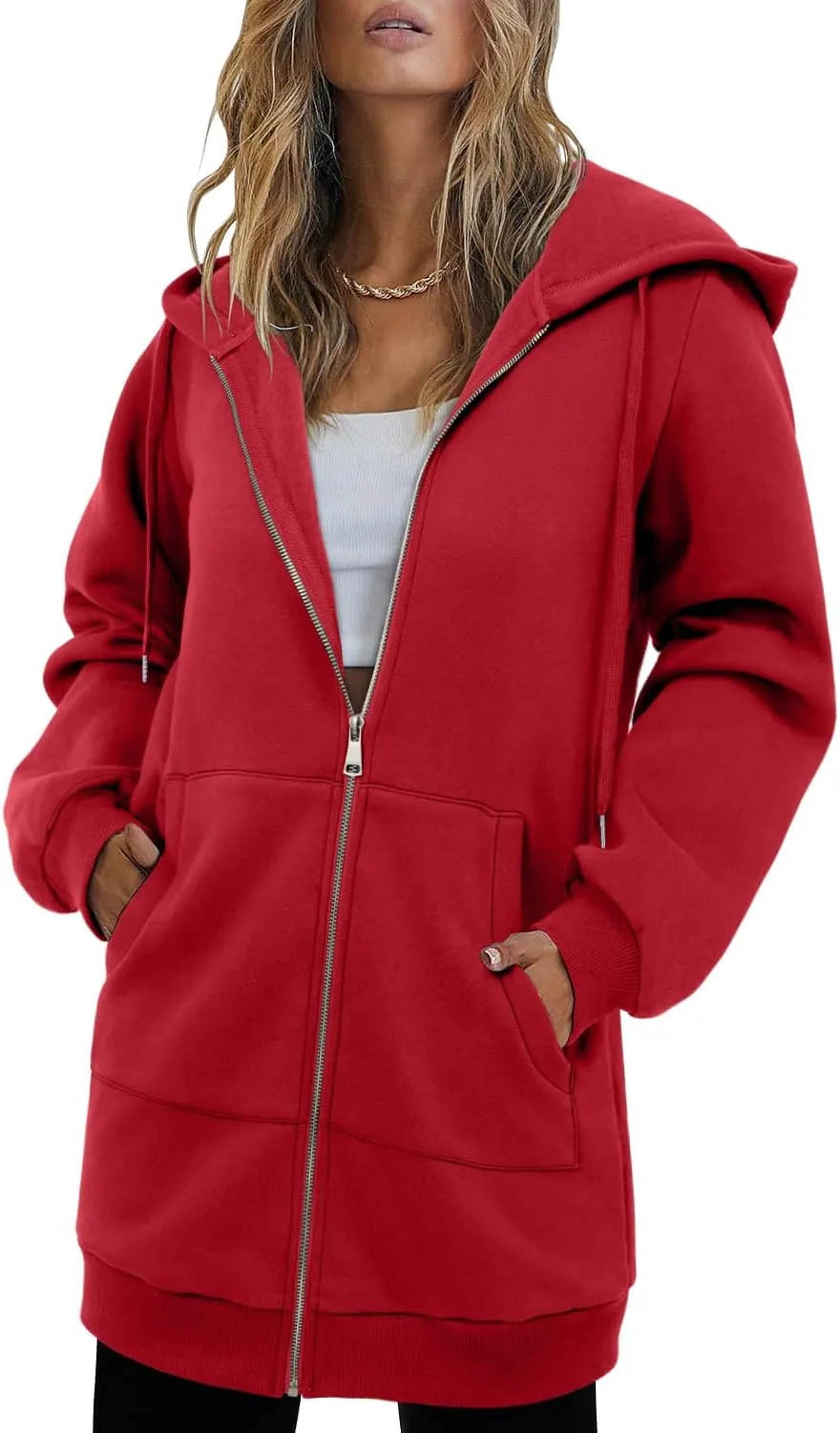 StunShow Women's Zip Up Hoodies Oversized Fleece Long Sleeve Sweatshirts Casual Fall Jacket Coat with Pocket(S-3XL)