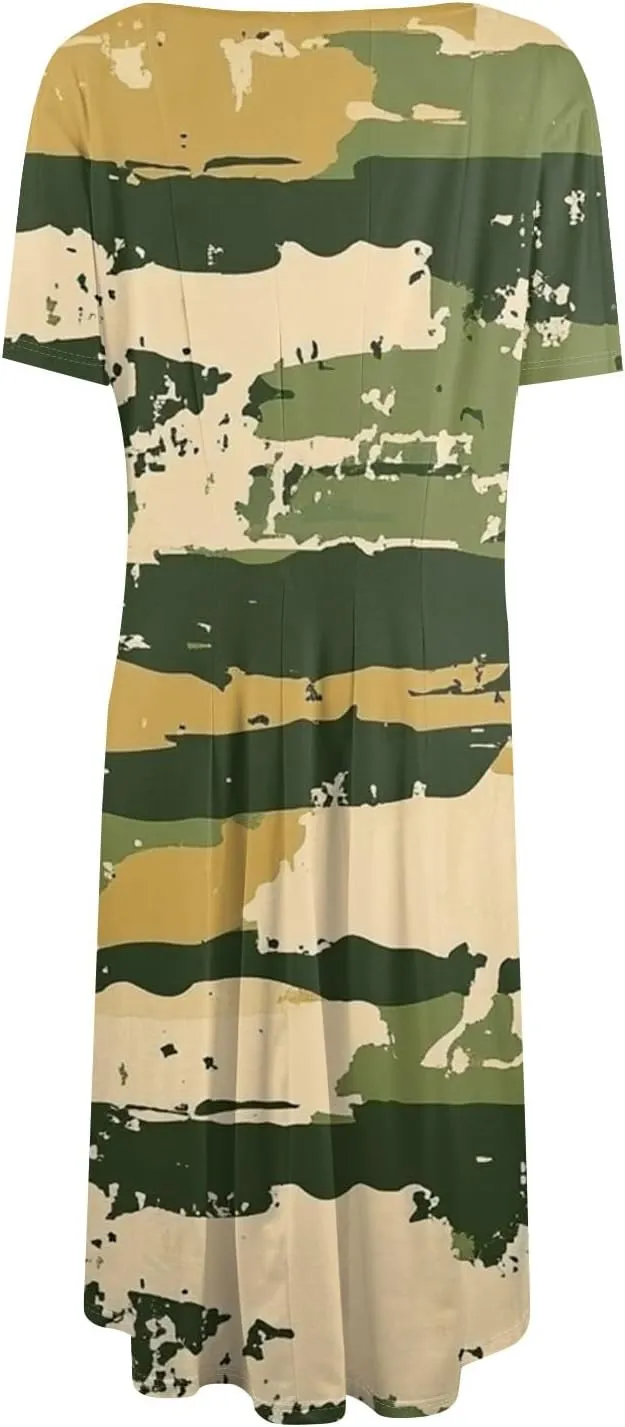 Summer Dresses for Women 2025 Midi Dresses for Women Short Sleeve A Line Summer Fitted Cute