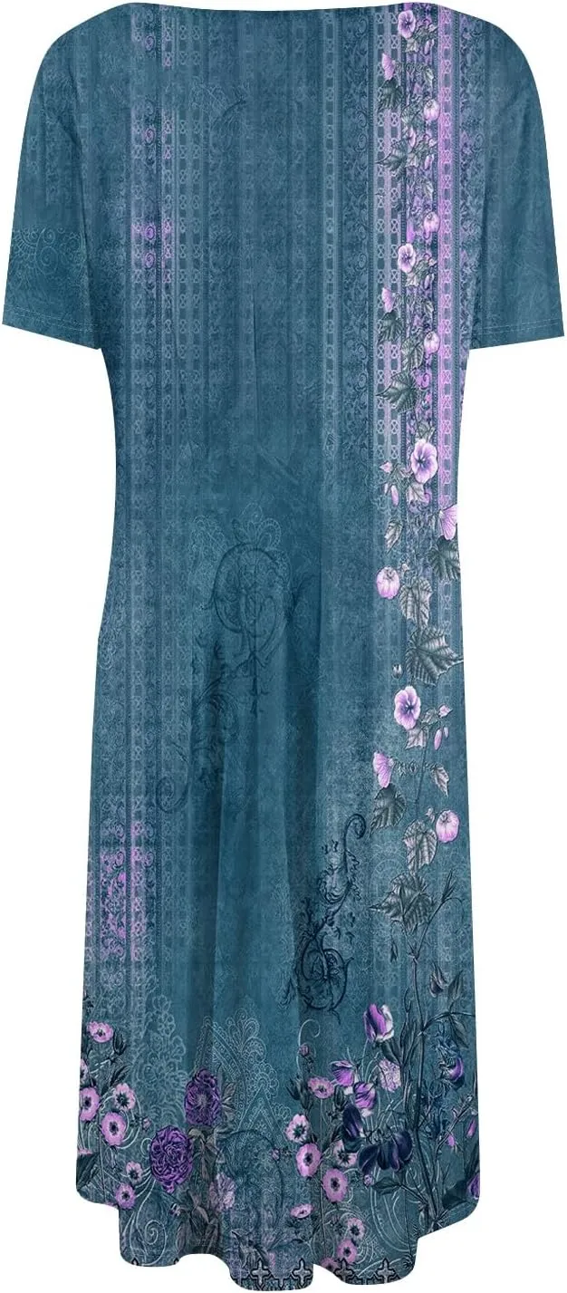 Summer Dresses for Women 2025 Midi Dresses for Women Short Sleeve A Line Summer Fitted Cute