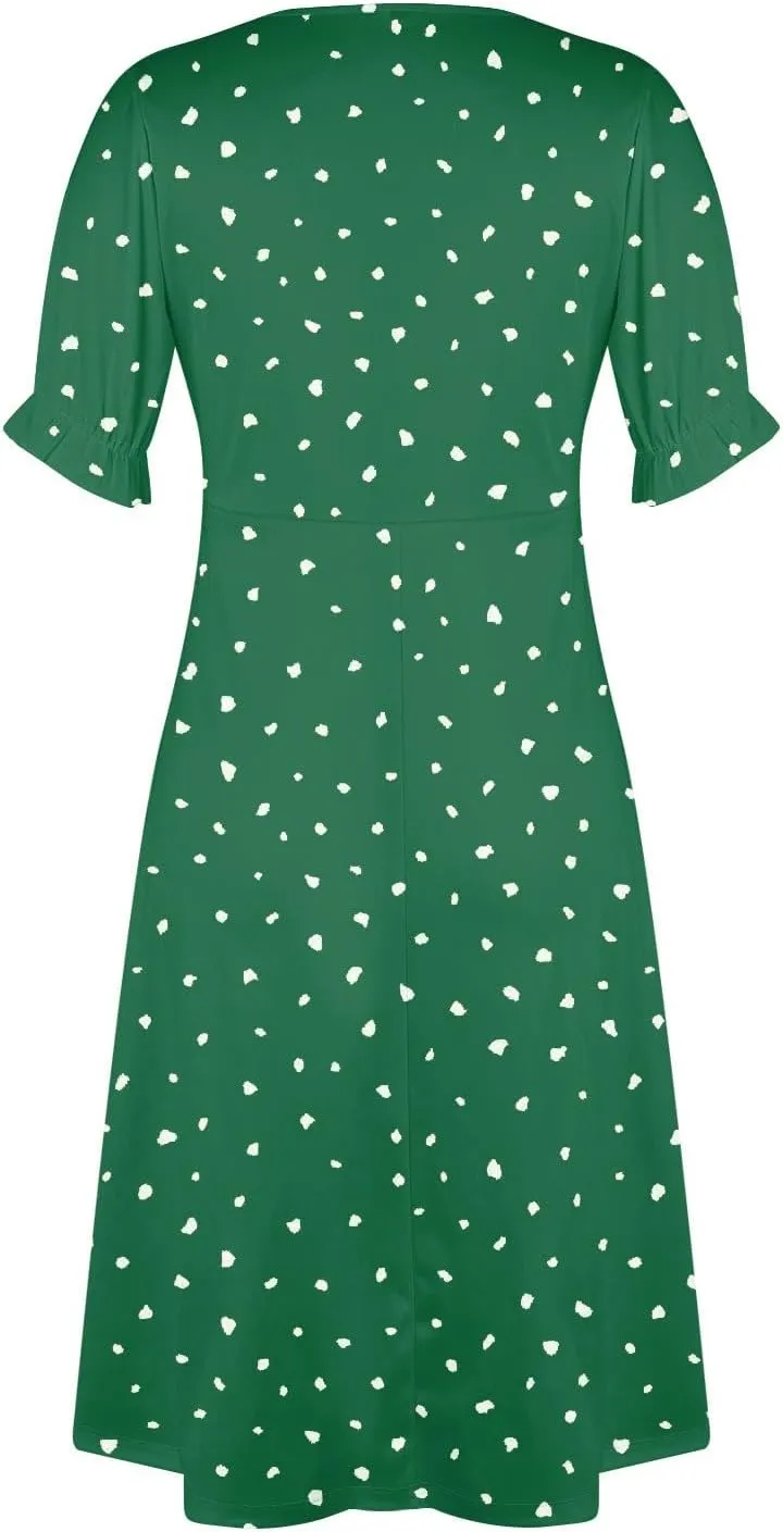 Summer Dresses for Women Midi Dresses for Women Puff Sleeve Loose Flowy Summer Swing Dress