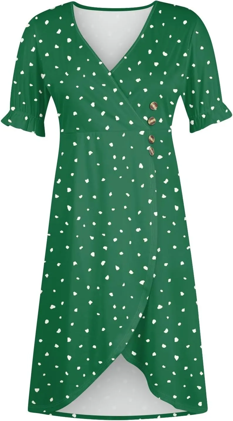 Summer Dresses for Women Midi Dresses for Women Puff Sleeve Loose Flowy Summer Swing Dress
