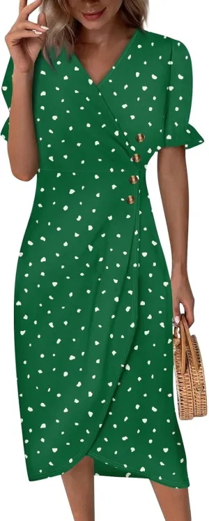 Summer Dresses for Women Midi Dresses for Women Puff Sleeve Loose Flowy Summer Swing Dress