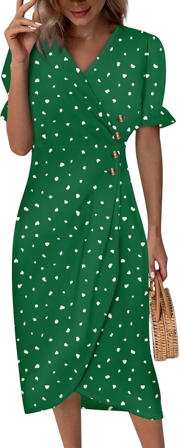Summer Dresses for Women Midi Dresses for Women Puff Sleeve Loose Flowy Summer Swing Dress