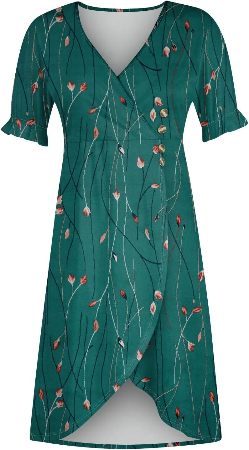 Summer Dresses for Women Midi Dresses for Women Puff Sleeve Loose Flowy Summer Swing Dress
