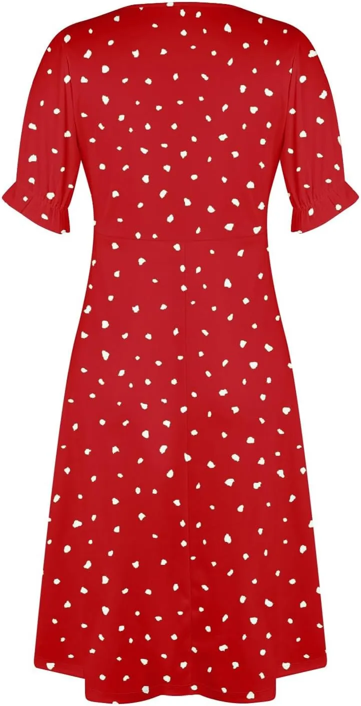 Summer Dresses for Women Midi Dresses for Women Puff Sleeve Loose Flowy Summer Swing Dress