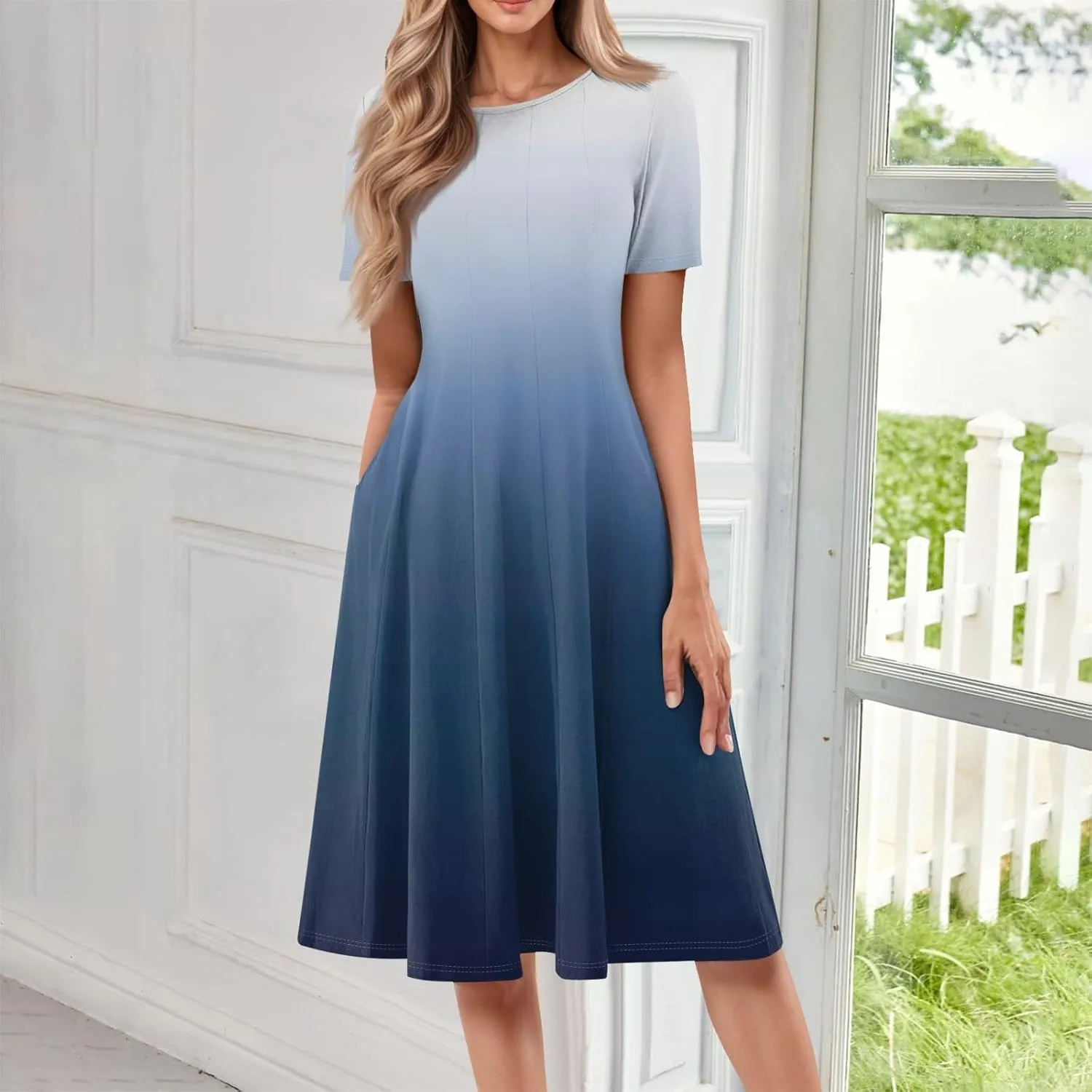 Summer Dresses Women Midi Dresses for Women Fitted Tight Short Sleeve A Line Dresses Women Summer