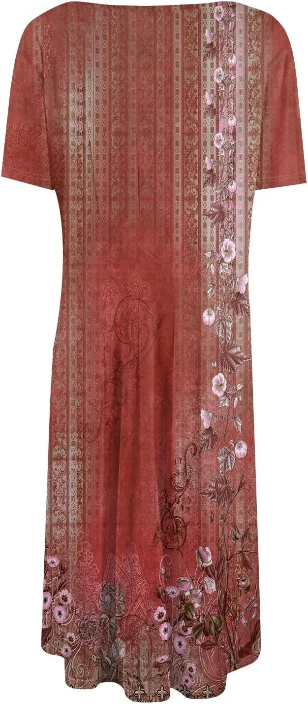 Summer Dresses Women Midi Dresses for Women Summer Short Sleeve Dresses Women Casual Spring Loose Fit Cute