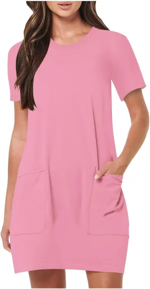 Summer Dresses Women Short Sleeve Mini Dress Fitted Loose Flowy Dresses Women Casual Spring Summer