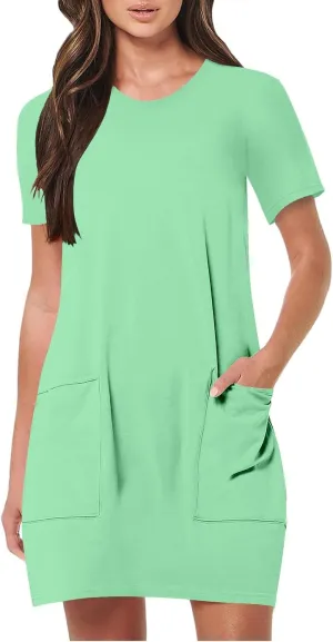 Summer Dresses Women Short Sleeve Mini Dress Fitted Loose Flowy Dresses Women Casual Spring Summer