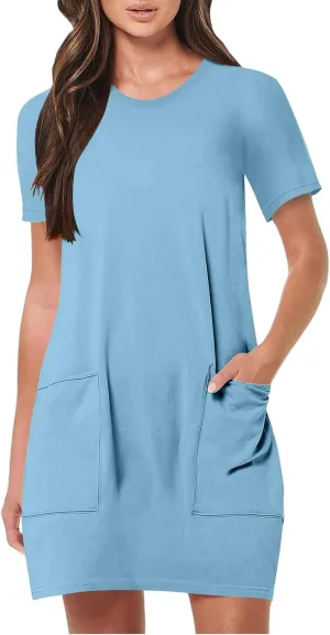Summer Dresses Women Short Sleeve Mini Dress Fitted Loose Flowy Dresses Women Casual Spring Summer