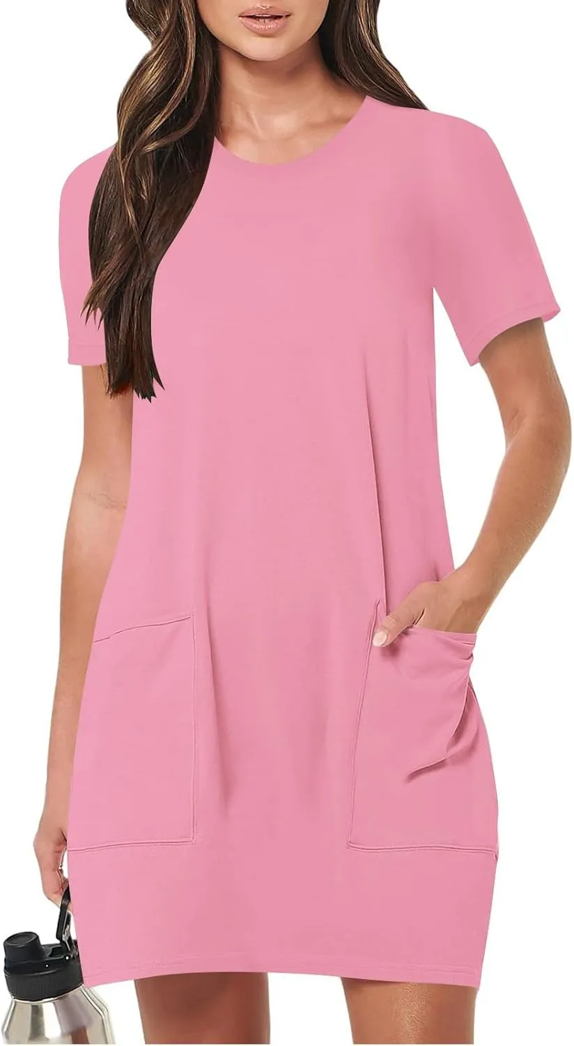 Summer Dresses Women Short Sleeve Mini Dress Fitted Loose Flowy Dresses Women Casual Spring Summer