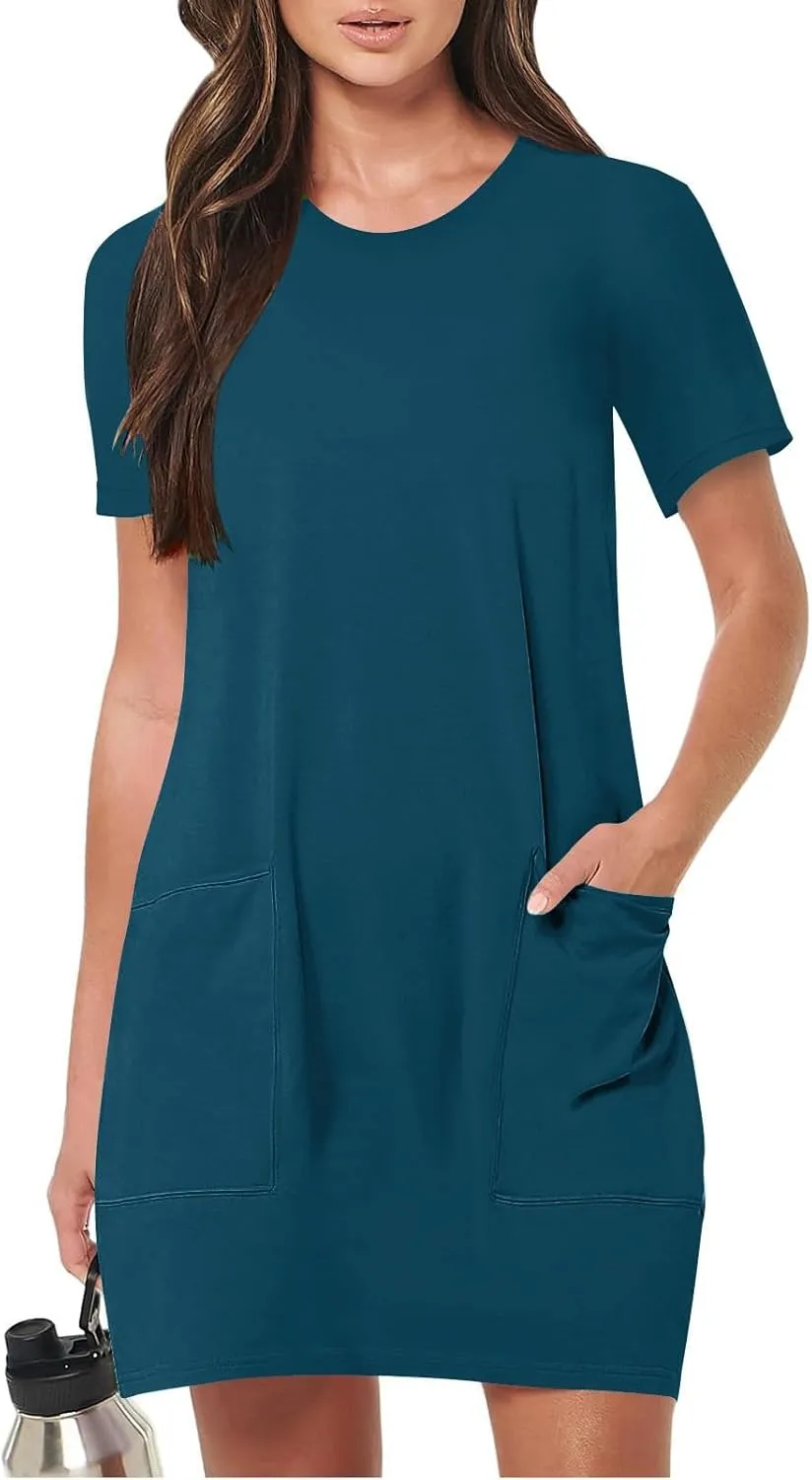 Summer Dresses Women Short Sleeve Mini Dress Fitted Loose Flowy Dresses Women Casual Spring Summer