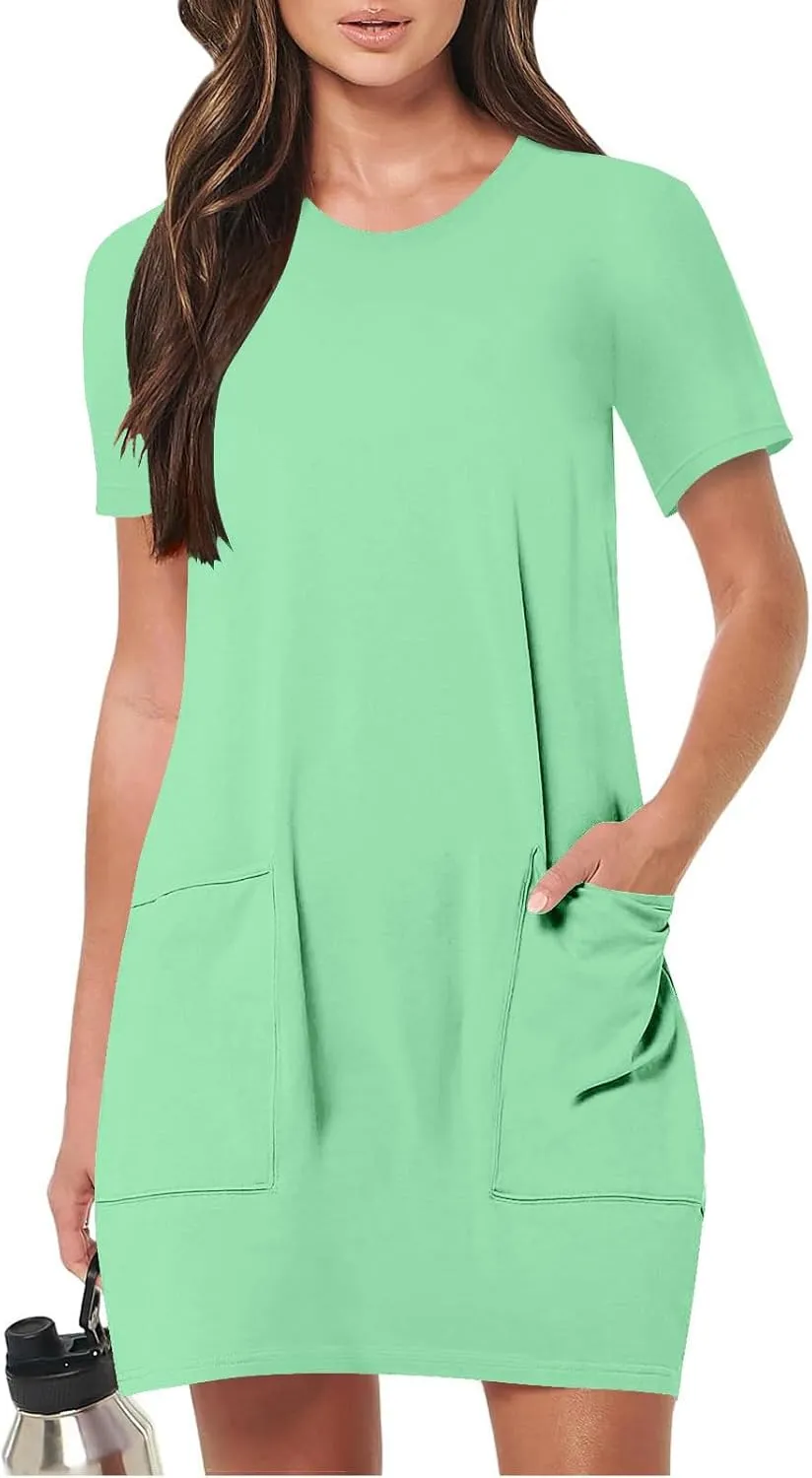 Summer Dresses Women Short Sleeve Mini Dress Fitted Loose Flowy Dresses Women Casual Spring Summer
