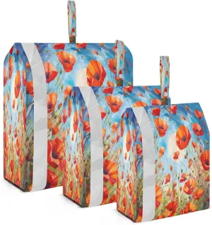 Sun Poppy Flowers Compression Packing Cubes Suitcase Organizer Bags Set for Travel Cubes for Carry on Luggage