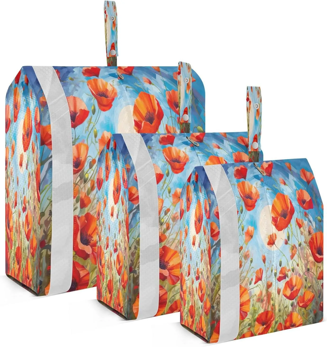 Sun Poppy Flowers Compression Packing Cubes Suitcase Organizer Bags Set for Travel Cubes for Carry on Luggage