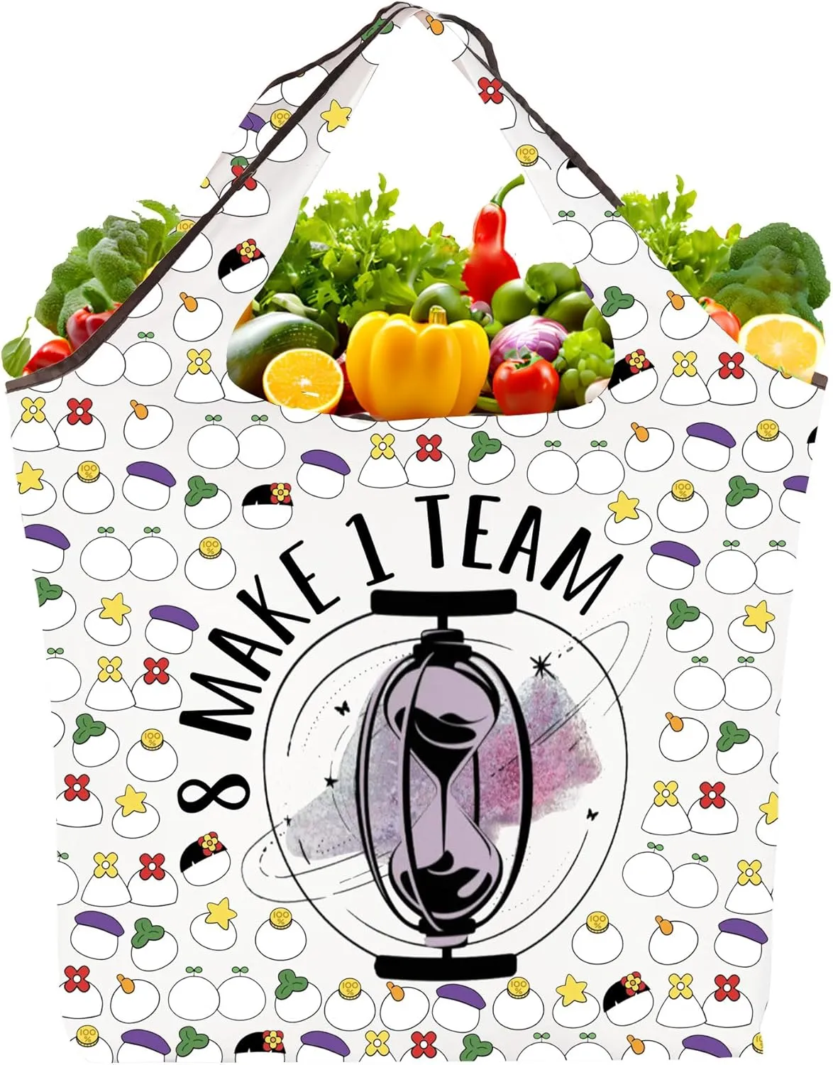 TOBGBE Korean Group Gifts 8 Make 1 Team Foldable Reusable Grocery Bags Aniteez Eco Friendly for Groceries At-z Fans Totes