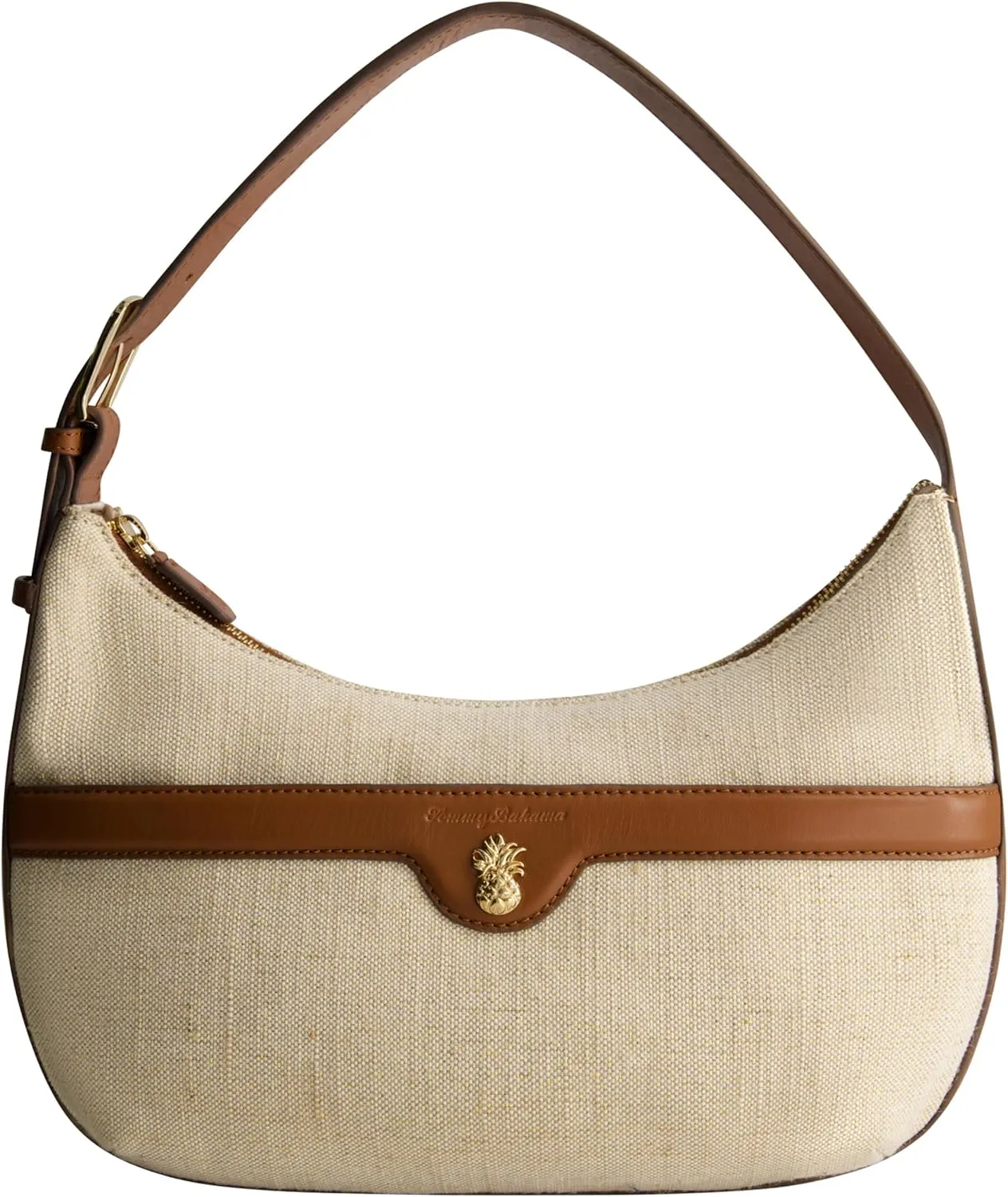 Tommy Bahama Hobo Bag, Women's Mini Handbag with Zip Closure and Linen Design, Natural
