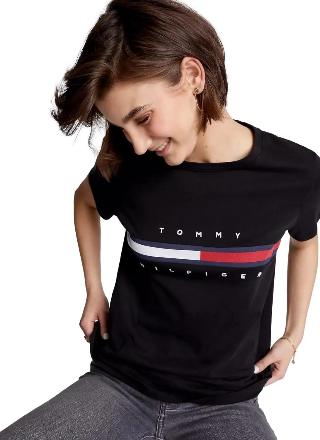 Tommy Hilfiger Women's Performance Cotton T-Shirt  Lightweight Graphic Tees
