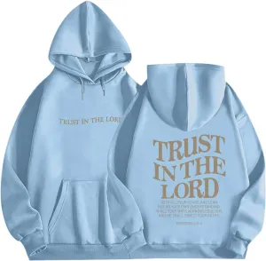 Tuislay Trust In The Lord Graphic Hoodies Christian Faith Sweatshirts For Women Bible Verse Religious Hoodie Pullover Tops