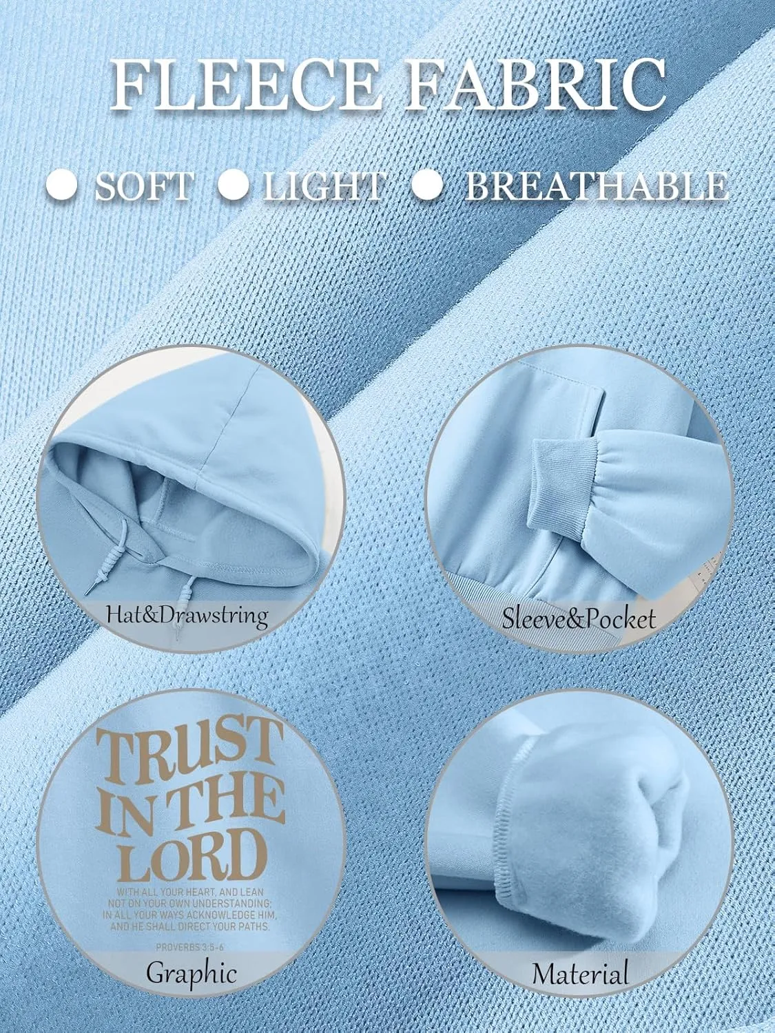 Tuislay Trust In The Lord Graphic Hoodies Christian Faith Sweatshirts For Women Bible Verse Religious Hoodie Pullover Tops