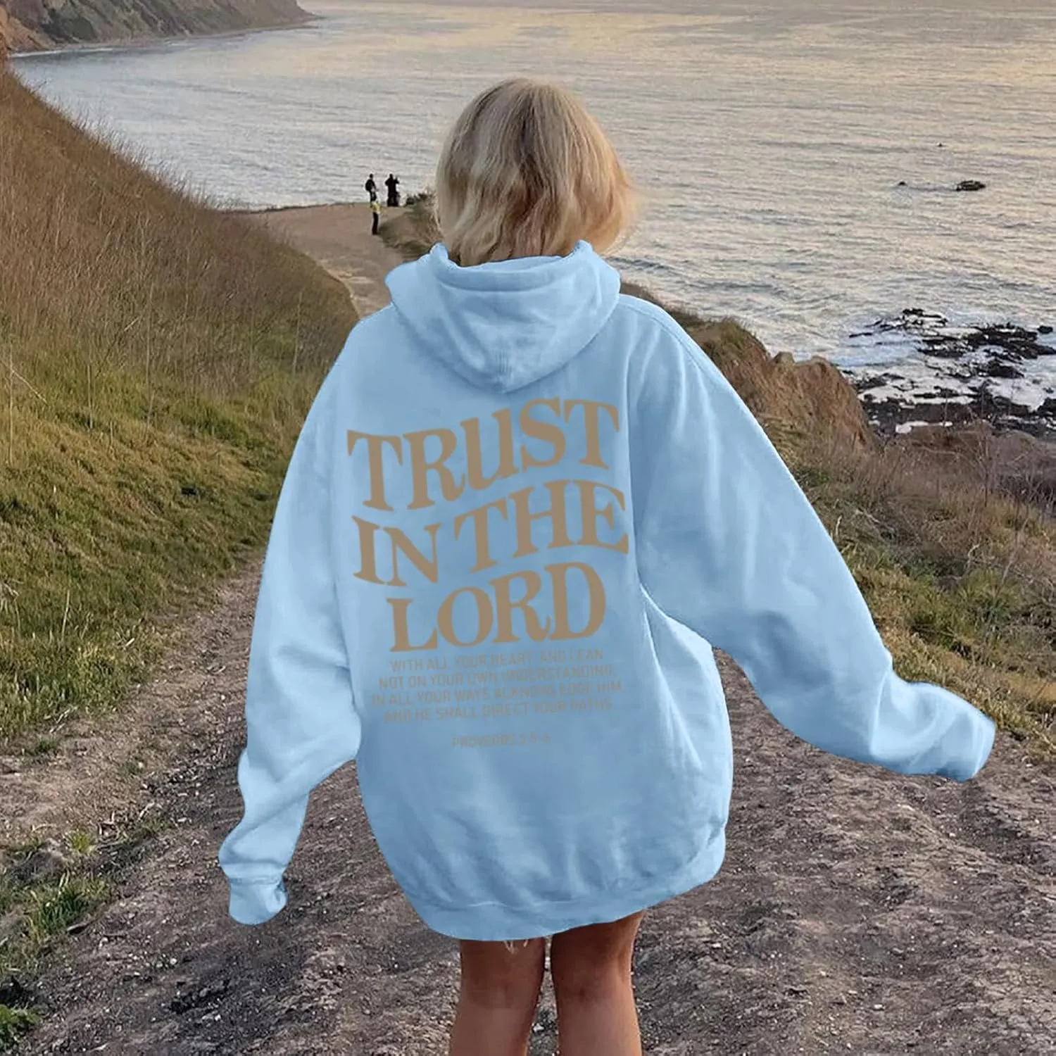 Tuislay Trust In The Lord Graphic Hoodies Christian Faith Sweatshirts For Women Bible Verse Religious Hoodie Pullover Tops