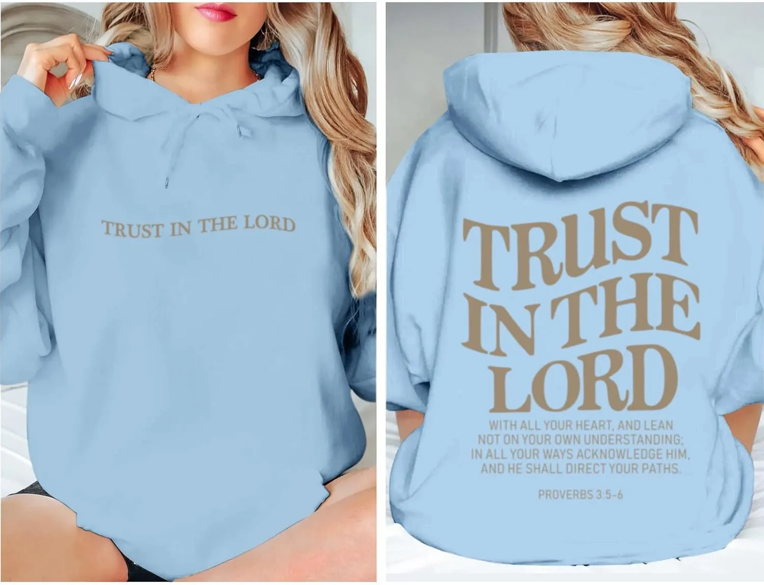 Tuislay Trust In The Lord Graphic Hoodies Christian Faith Sweatshirts For Women Bible Verse Religious Hoodie Pullover Tops