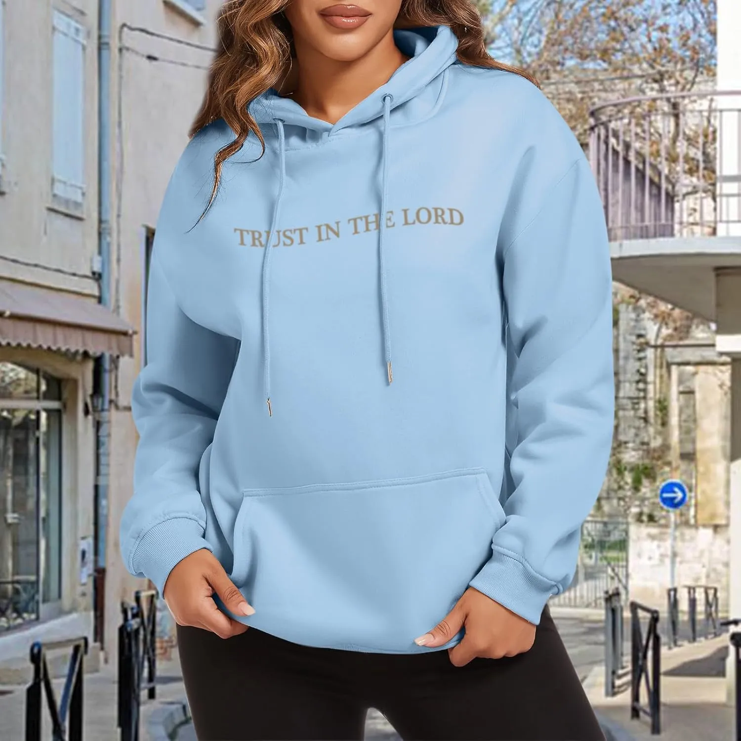 Tuislay Trust In The Lord Graphic Hoodies Christian Faith Sweatshirts For Women Bible Verse Religious Hoodie Pullover Tops