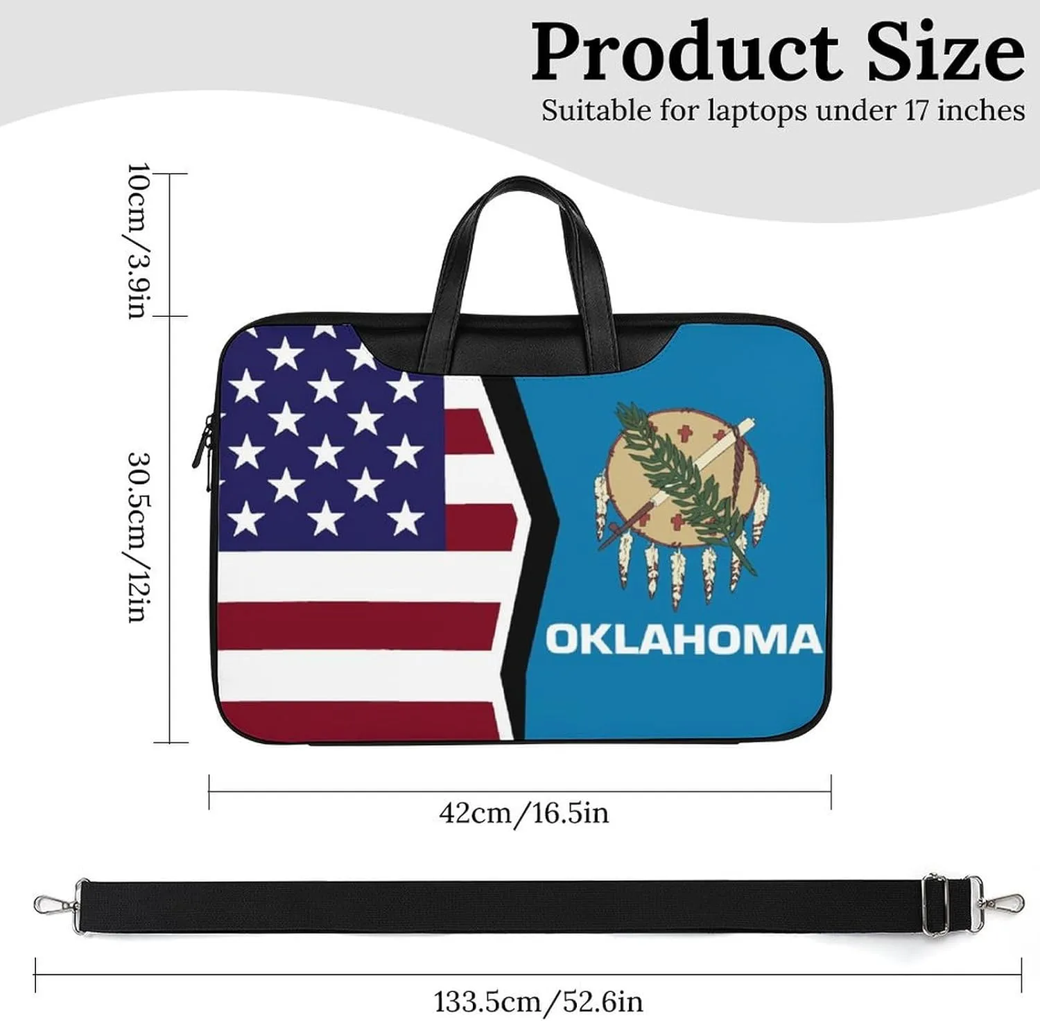 U.S.A And Oklahoma State Flag Leather Bag Laptop Case Slim Water Resistant Computer Bags with Handle Briefcase for Work