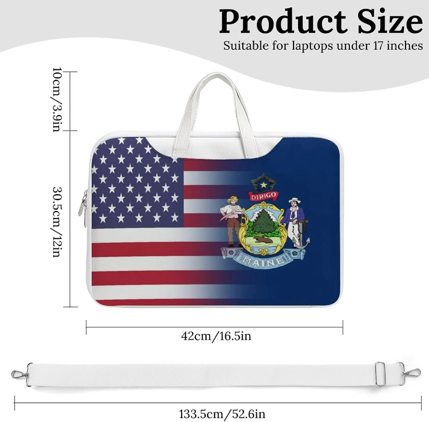 U.S.A Maine State Flag Leather Bag Laptop Case Slim Water Resistant Computer Bags with Handle Briefcase for Work