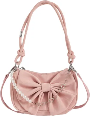 Verdusa Women's Bow Leather Shoulder Purses Knotted Hobo Bags with Chain Strap