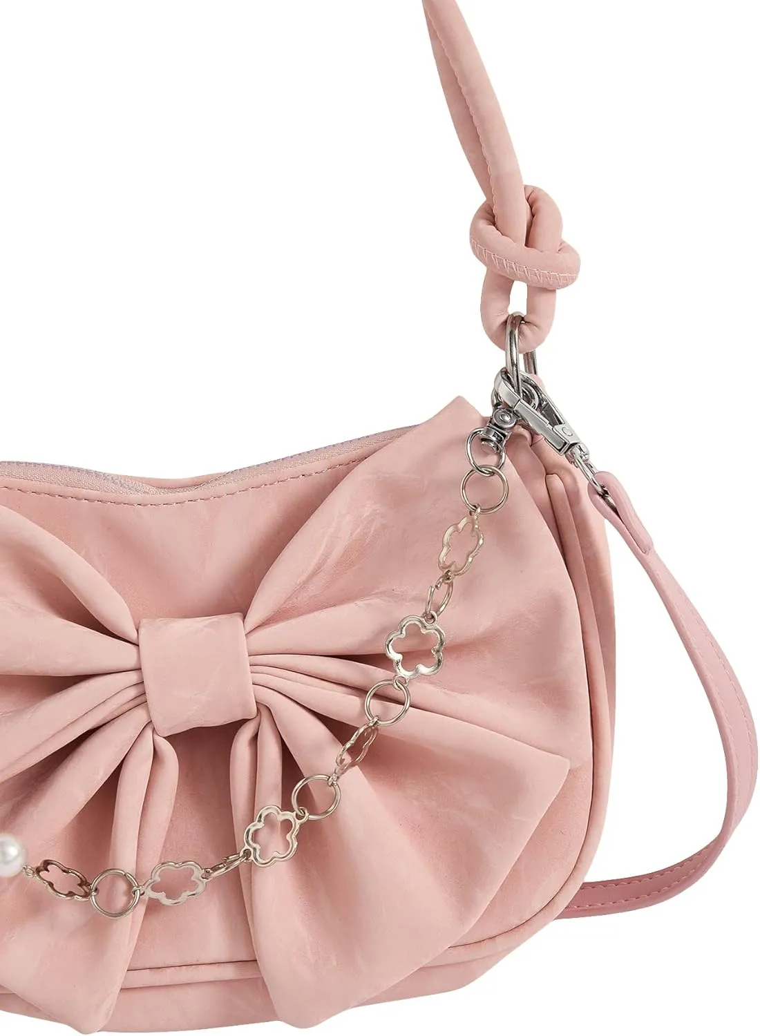 Verdusa Women's Bow Leather Shoulder Purses Knotted Hobo Bags with Chain Strap