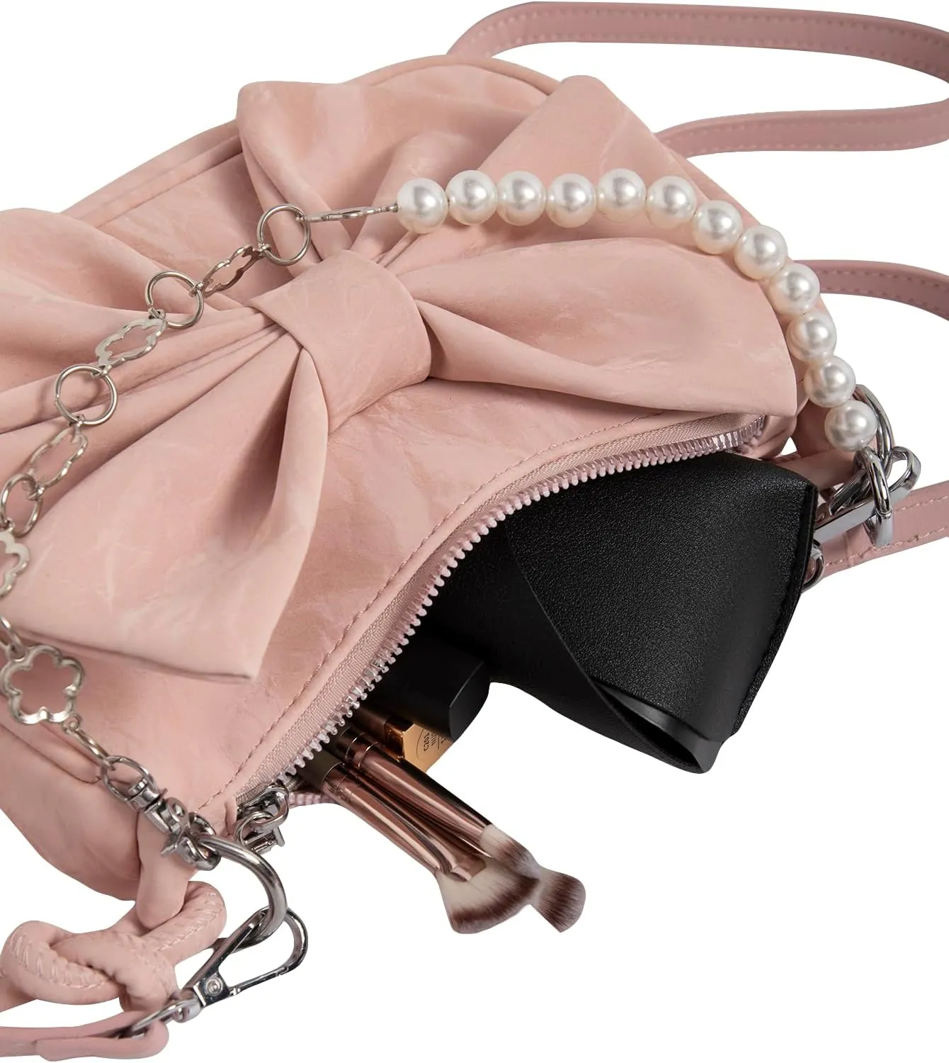 Verdusa Women's Bow Leather Shoulder Purses Knotted Hobo Bags with Chain Strap