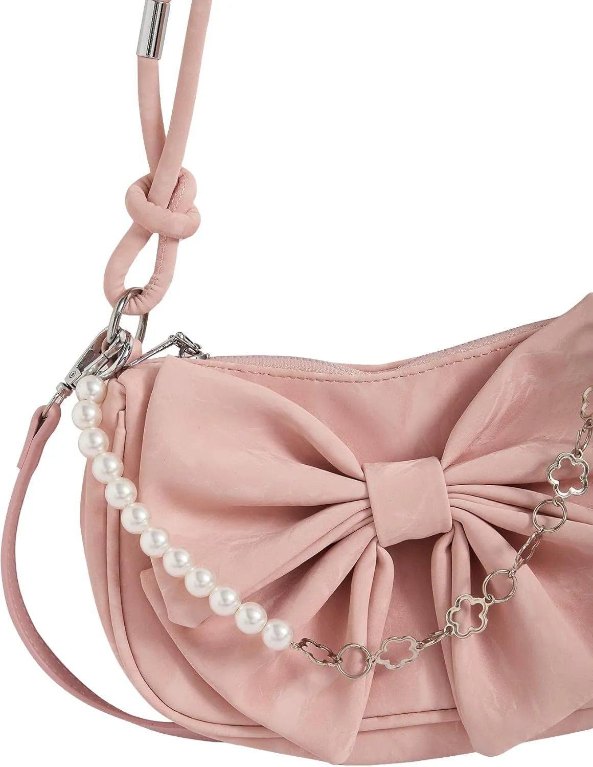 Verdusa Women's Bow Leather Shoulder Purses Knotted Hobo Bags with Chain Strap