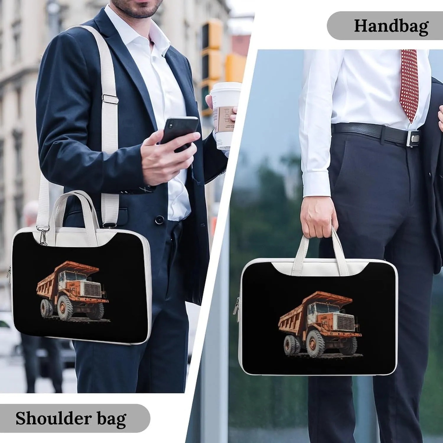 Vintage Dump Truck Leather Bag Laptop Case Slim Water Resistant Computer Bags with Handle Briefcase for Work