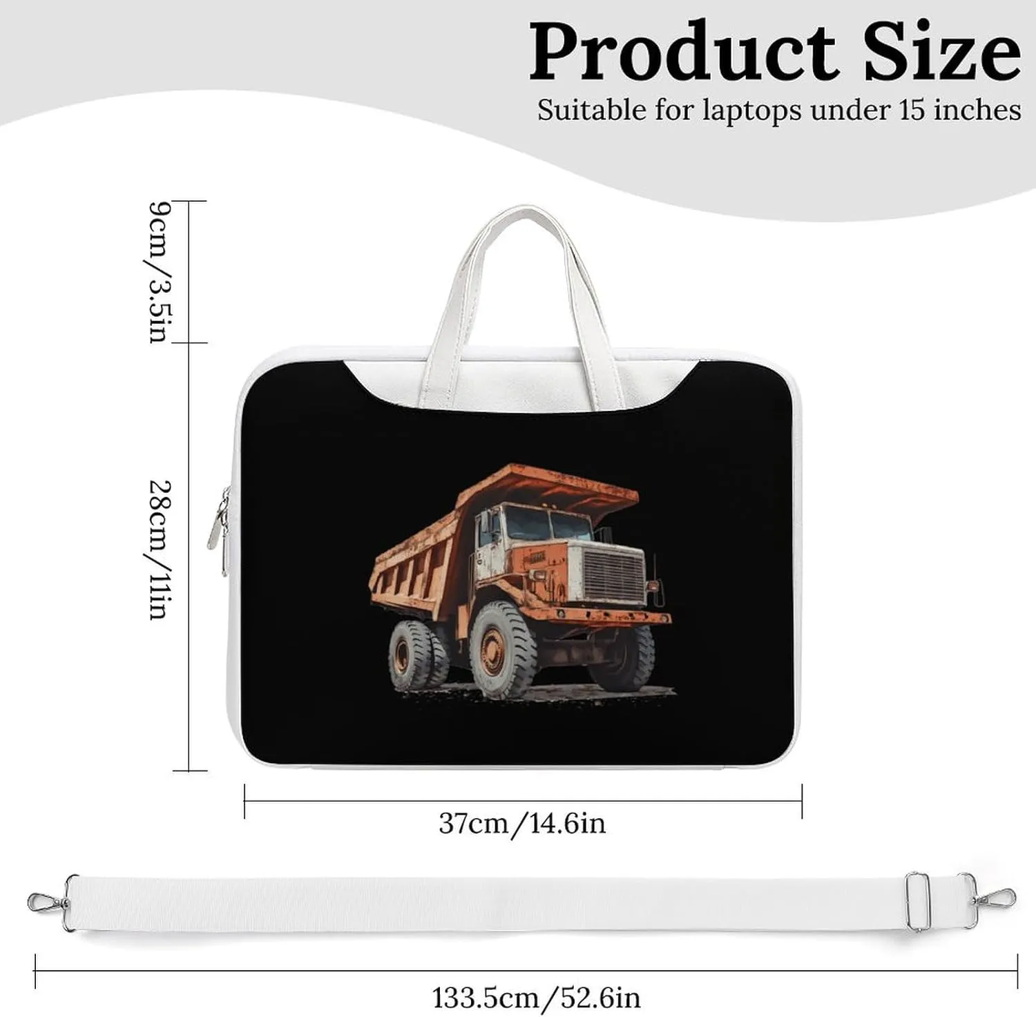 Vintage Dump Truck Leather Bag Laptop Case Slim Water Resistant Computer Bags with Handle Briefcase for Work