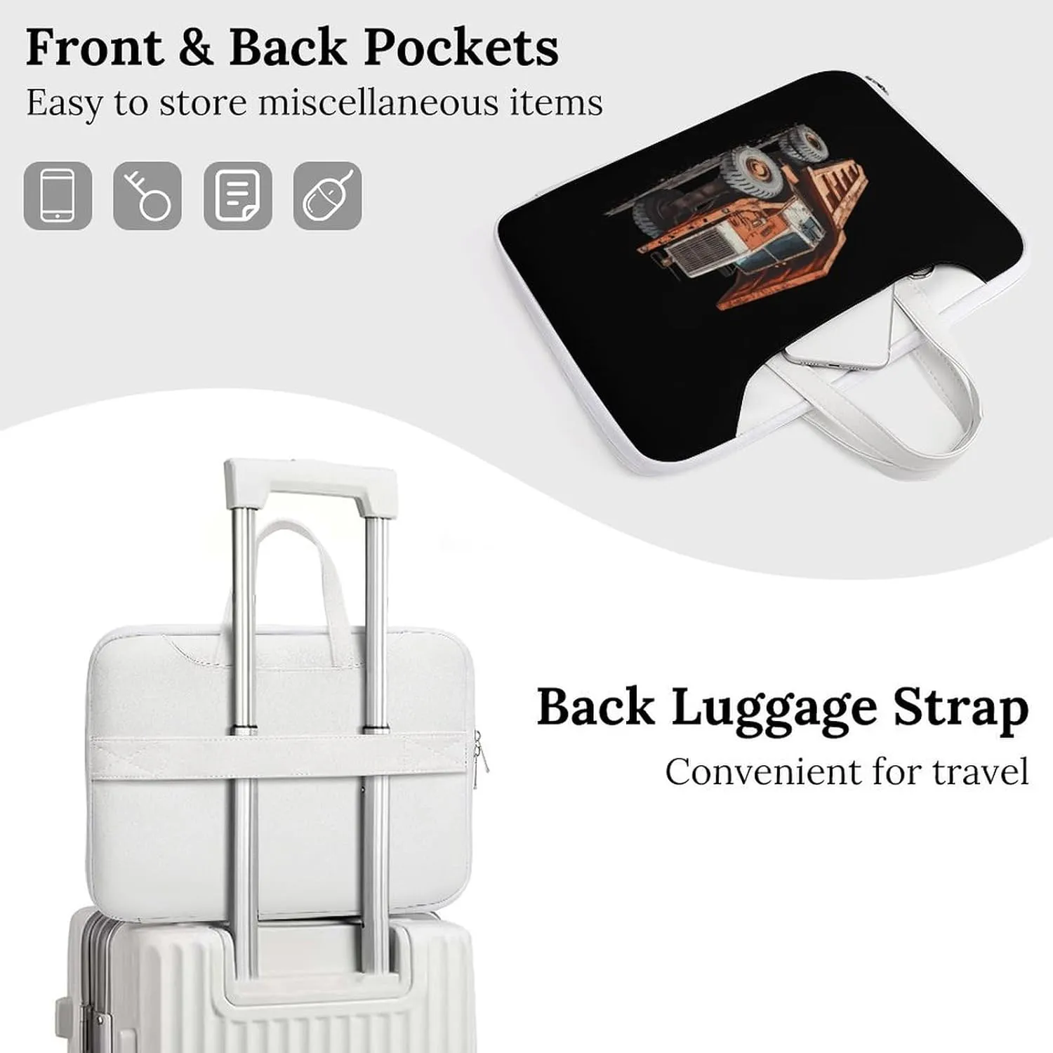 Vintage Dump Truck Leather Bag Laptop Case Slim Water Resistant Computer Bags with Handle Briefcase for Work