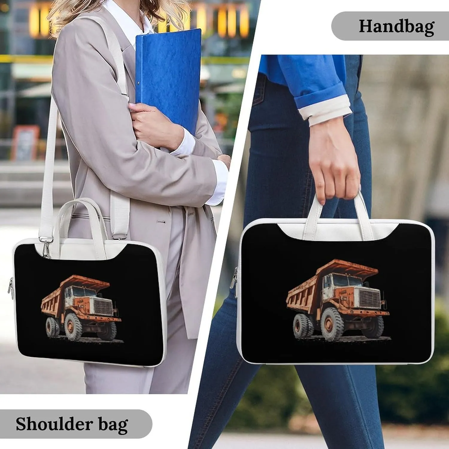 Vintage Dump Truck Leather Bag Laptop Case Slim Water Resistant Computer Bags with Handle Briefcase for Work