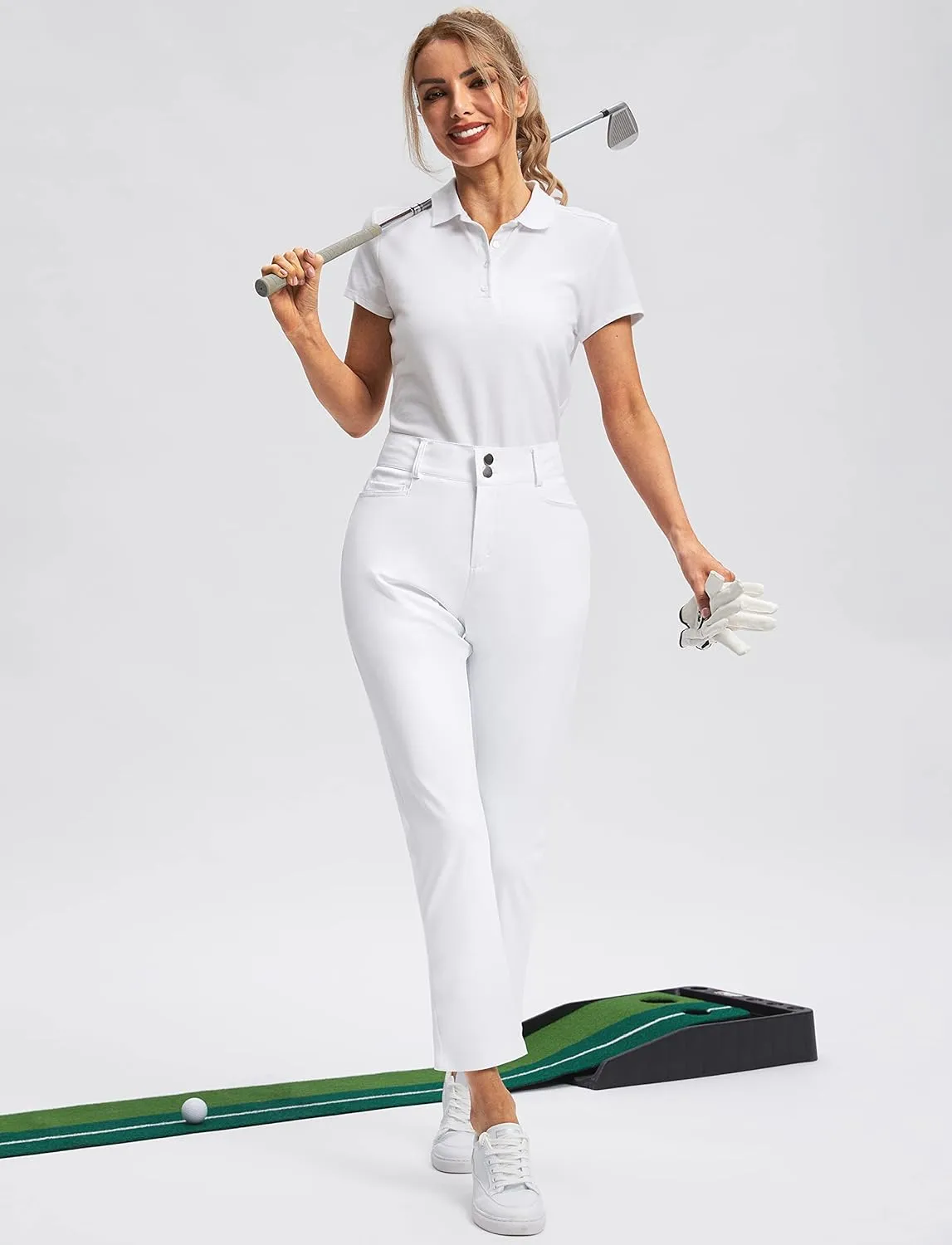 Viodia Women's Golf Pants with Zipper Pockets 7/8 Stretch Ankle Pants for Women Travel Casual Work