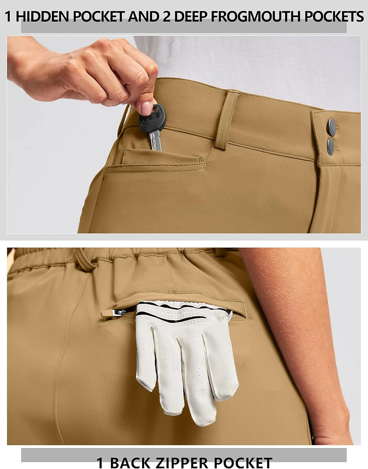 Viodia Women's Golf Pants with Zipper Pockets 7/8 Stretch Ankle Pants for Women Travel Casual Work