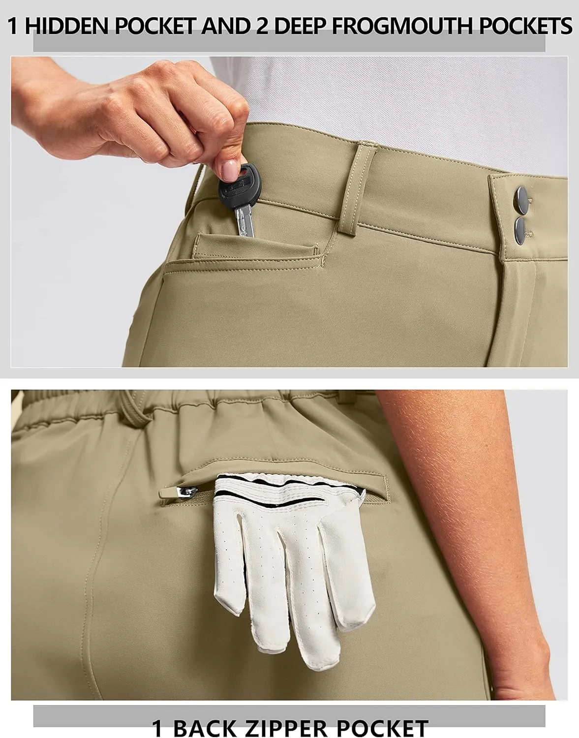 Viodia Women's Golf Pants with Zipper Pockets 7/8 Stretch Ankle Pants for Women Travel Casual Work