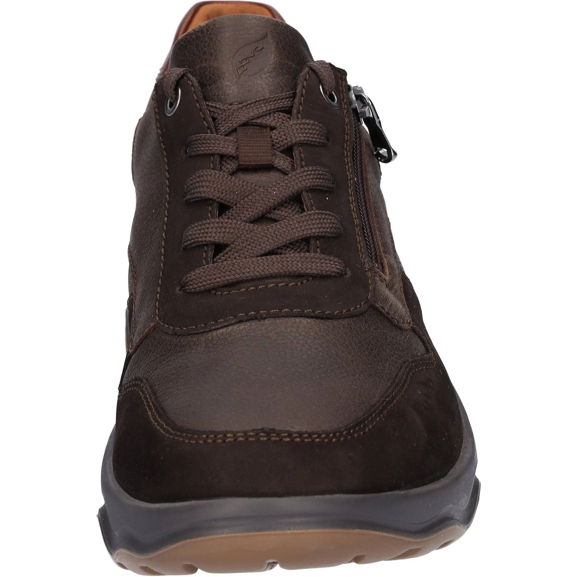 Waldlaufer 718006 305 355 H-Max Mens Cognac Brown Nubuck Arch Support Zip & Lace Shoes
