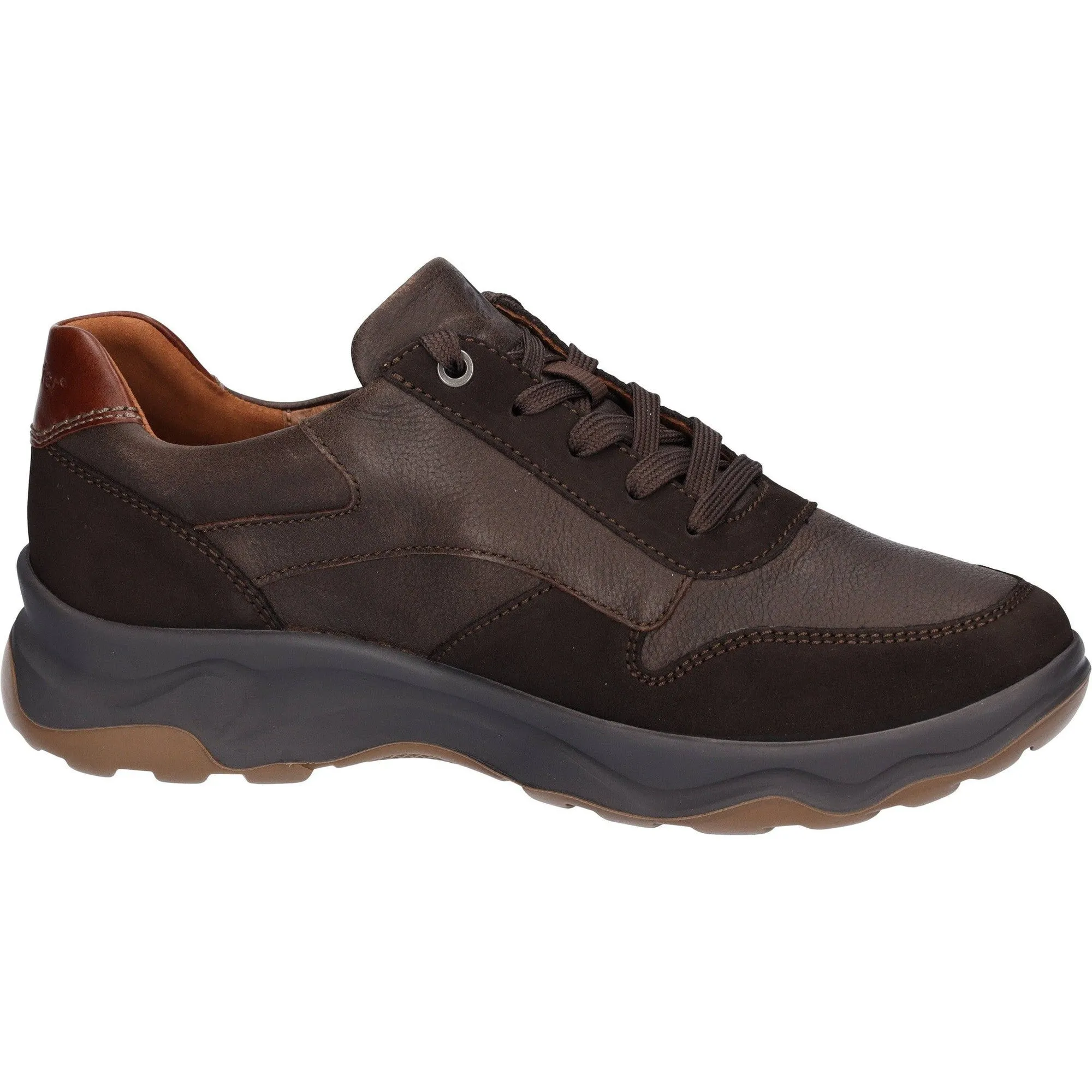 Waldlaufer 718006 305 355 H-Max Mens Cognac Brown Nubuck Arch Support Zip & Lace Shoes