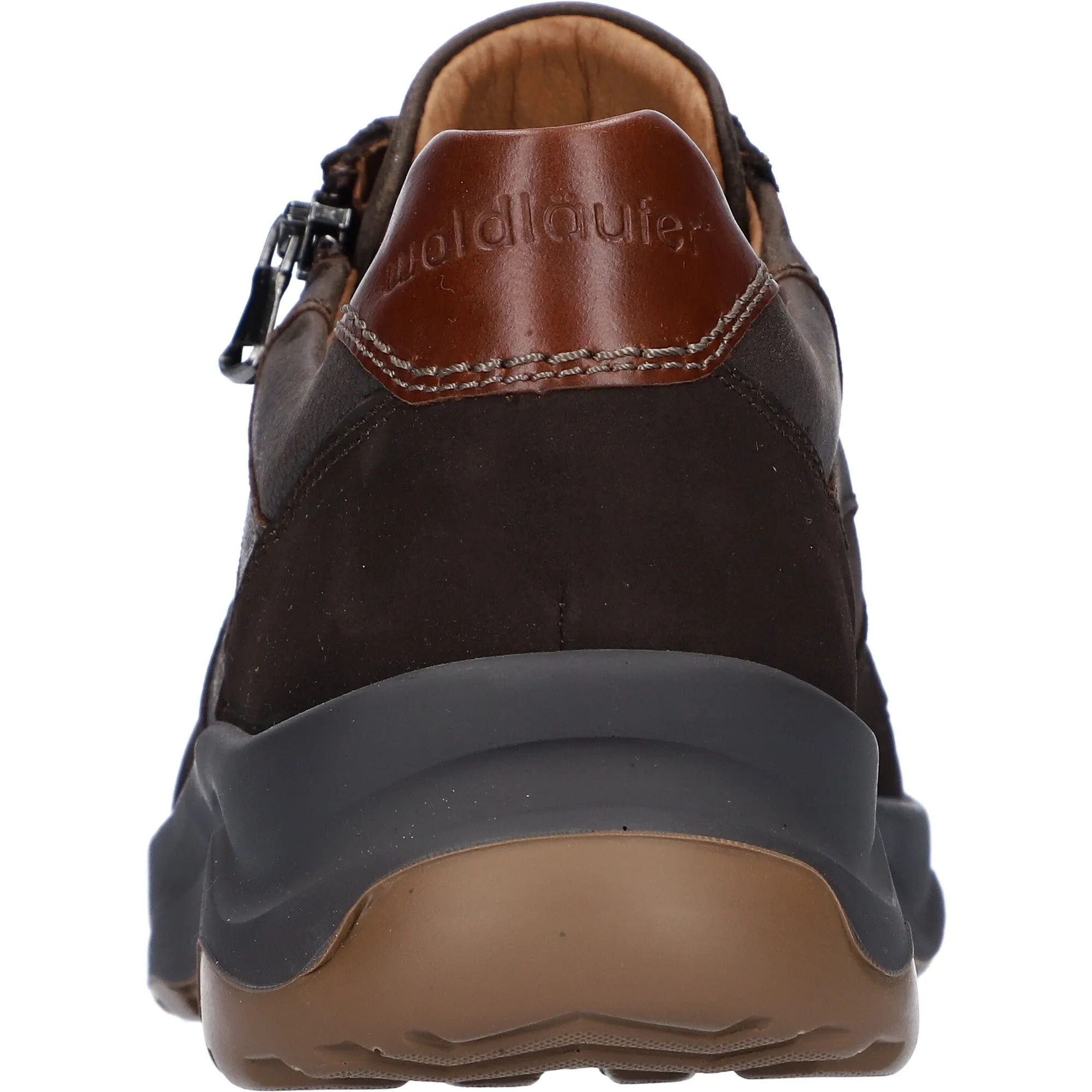 Waldlaufer 718006 305 355 H-Max Mens Cognac Brown Nubuck Arch Support Zip & Lace Shoes