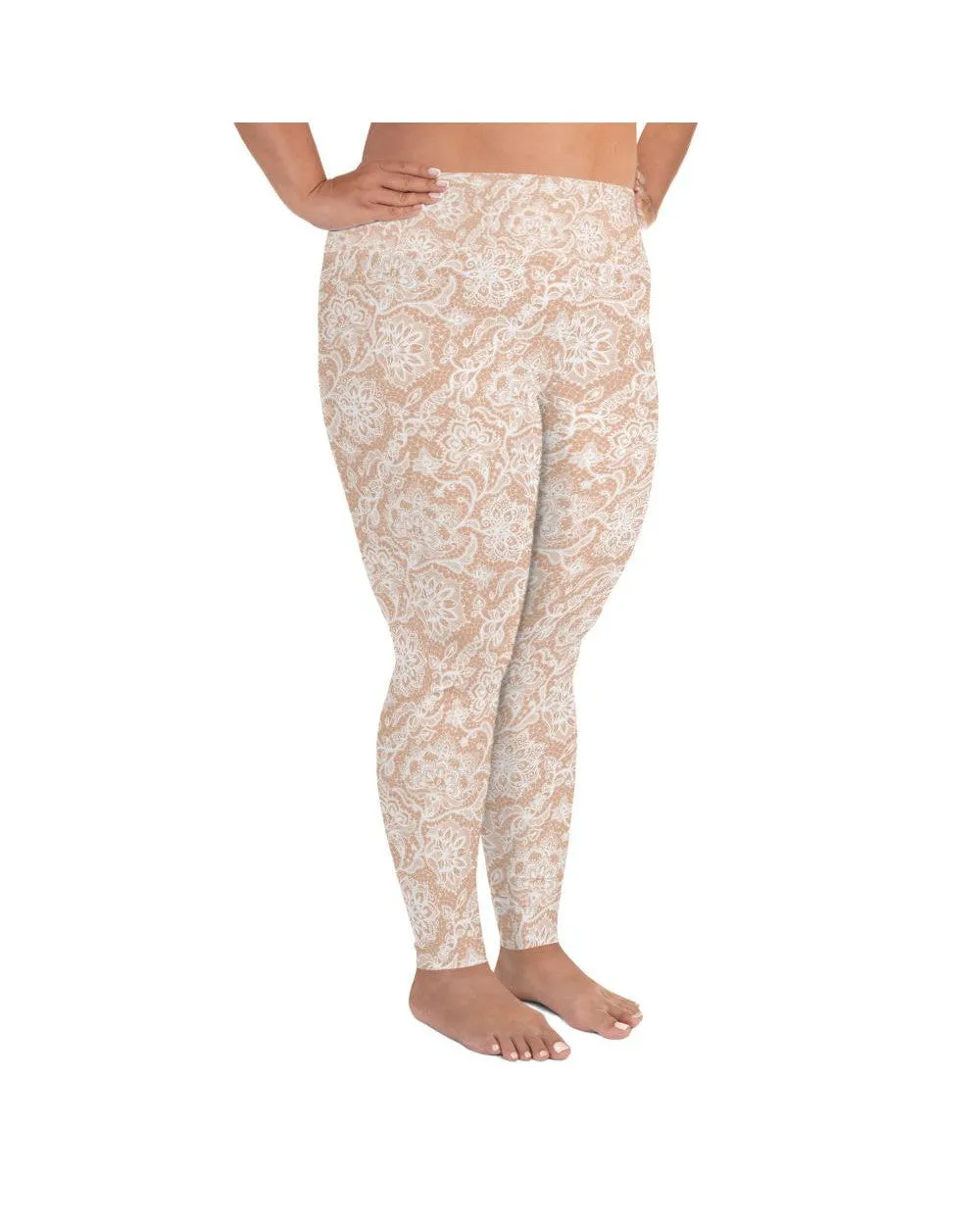 White Faux Lace Plus Size Leggings
