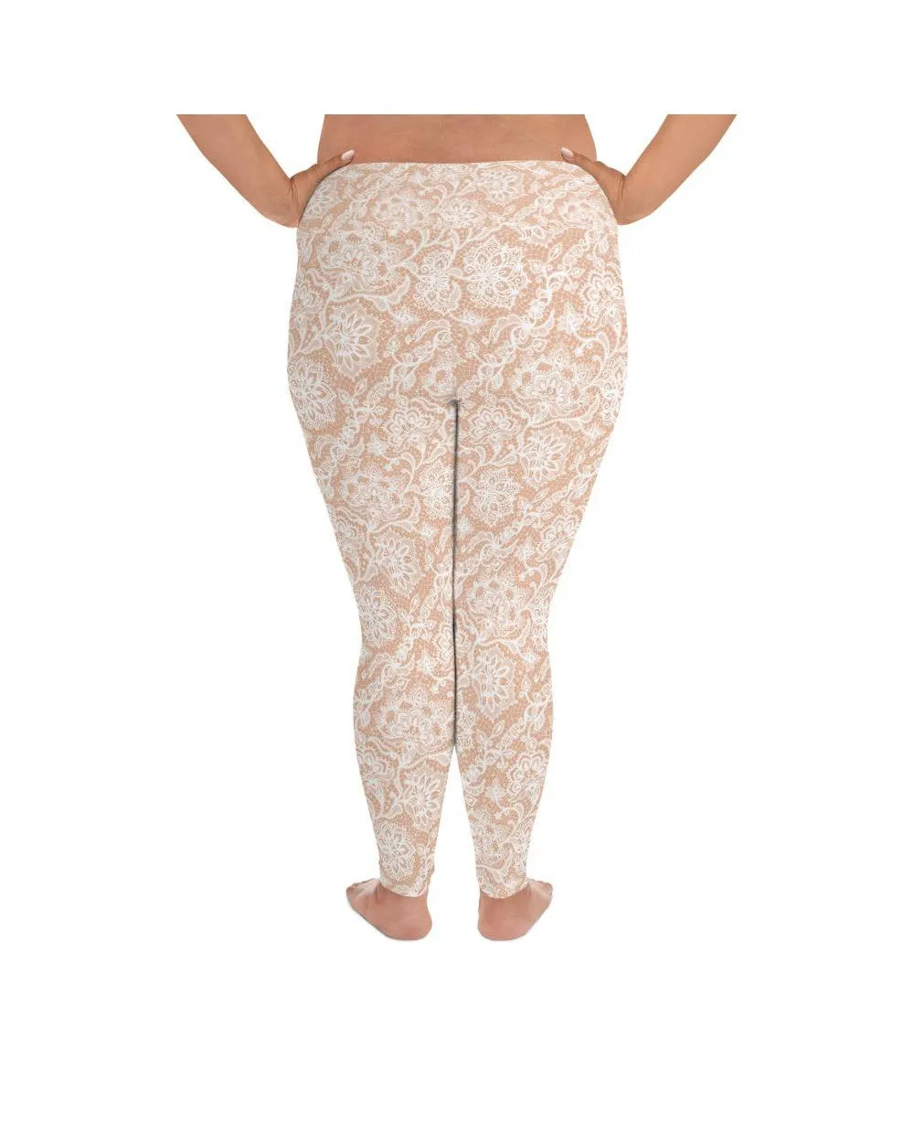 White Faux Lace Plus Size Leggings