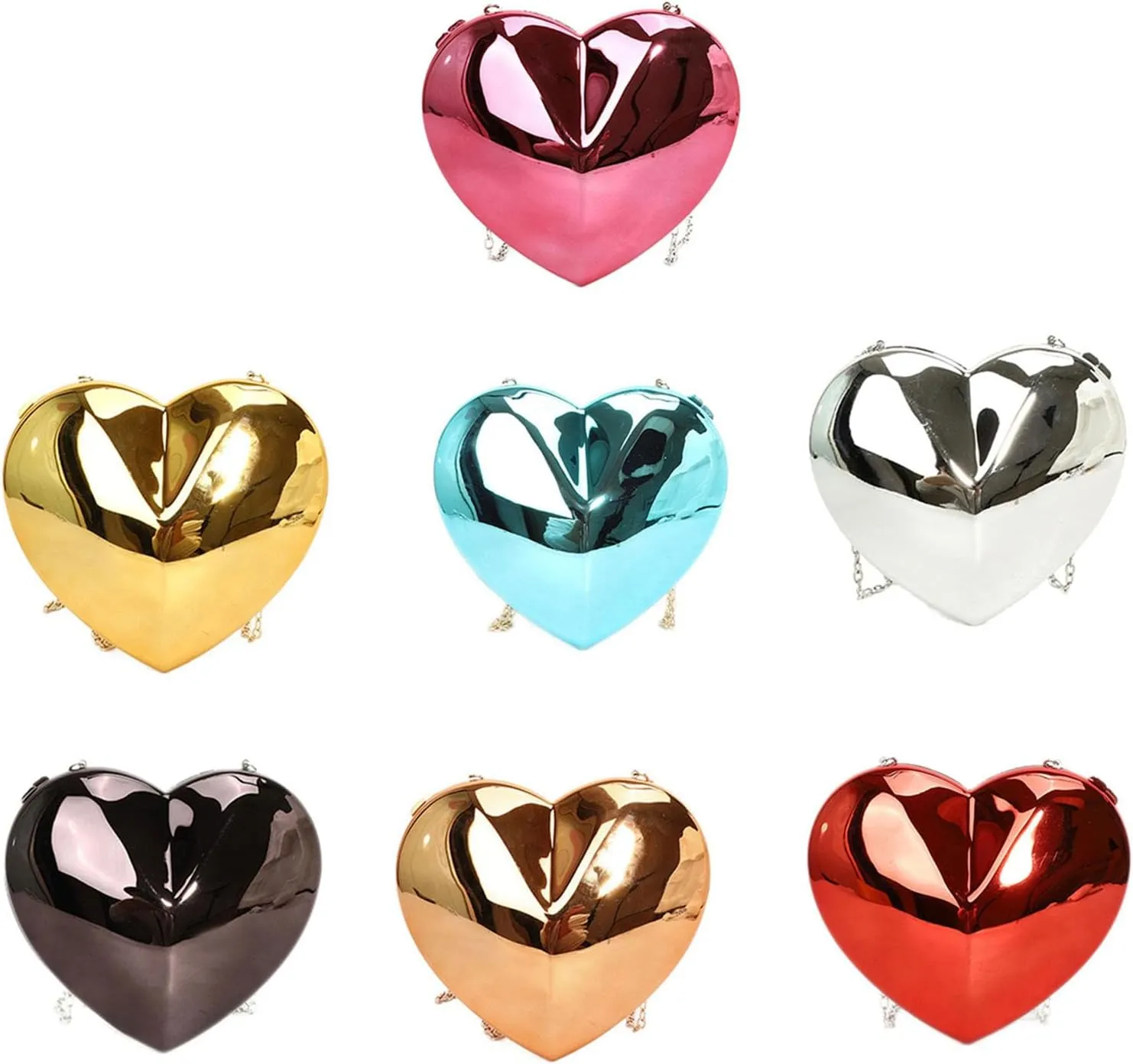 Women Evening Bag Acrylic Crossbody Bag Evening Clutches Bag Heart Shaped Handbag Chain Strap Shoulder Bag Change Purse